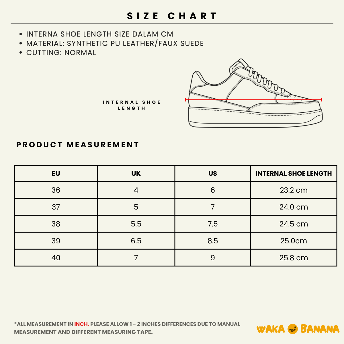 WAKA BANANA WOMEN RETRO MINIMALIST LIFESTYLE SNEAKERS - JQW002
