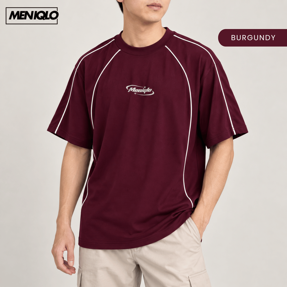 MENIQLO KHAIRI MINIMAL LOGO OVERSIZED MEN TEE - MQ1019