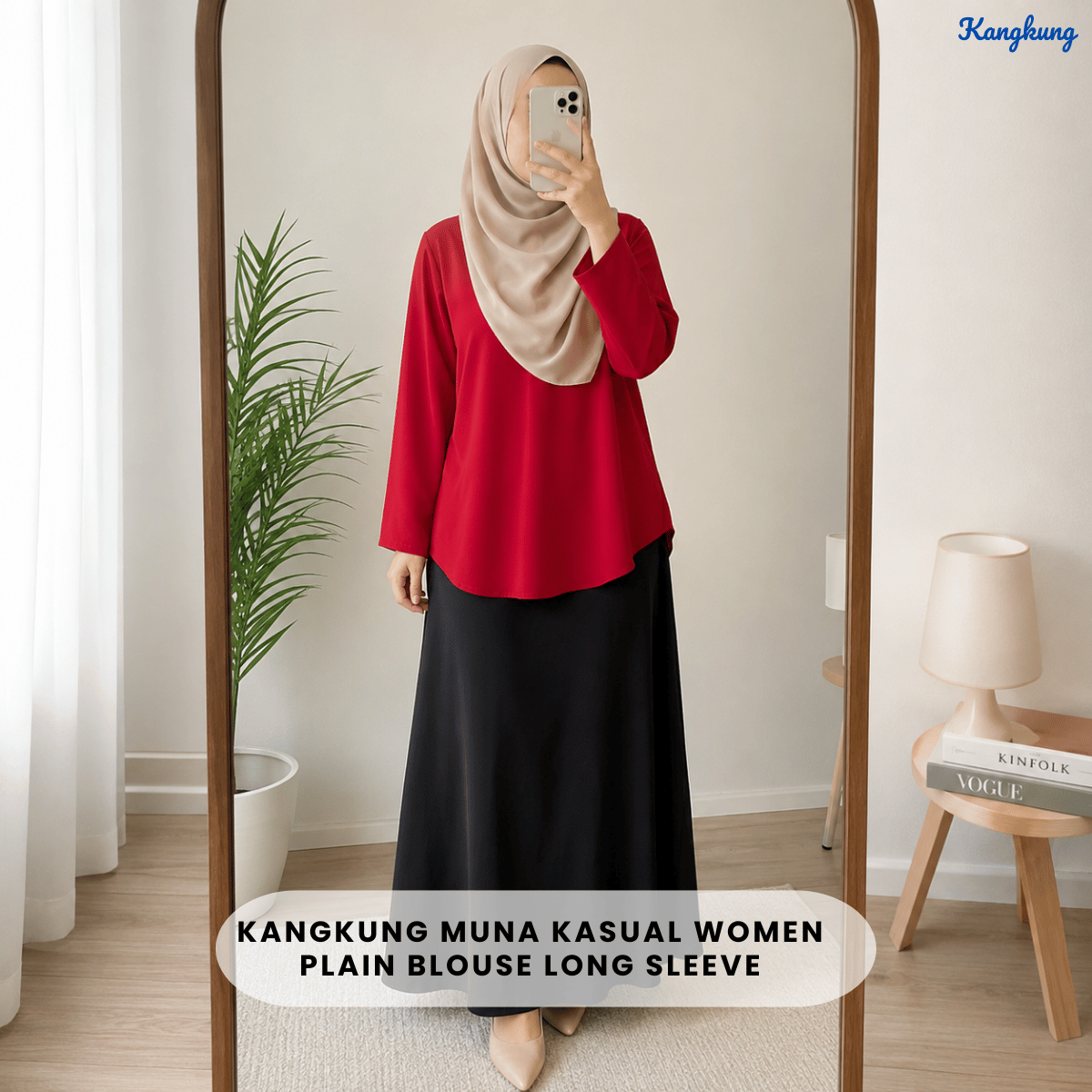 KANGKUNG MUNA KASUAL WOMEN PLAIN BLOUSE LONG SLEEVE - KK121