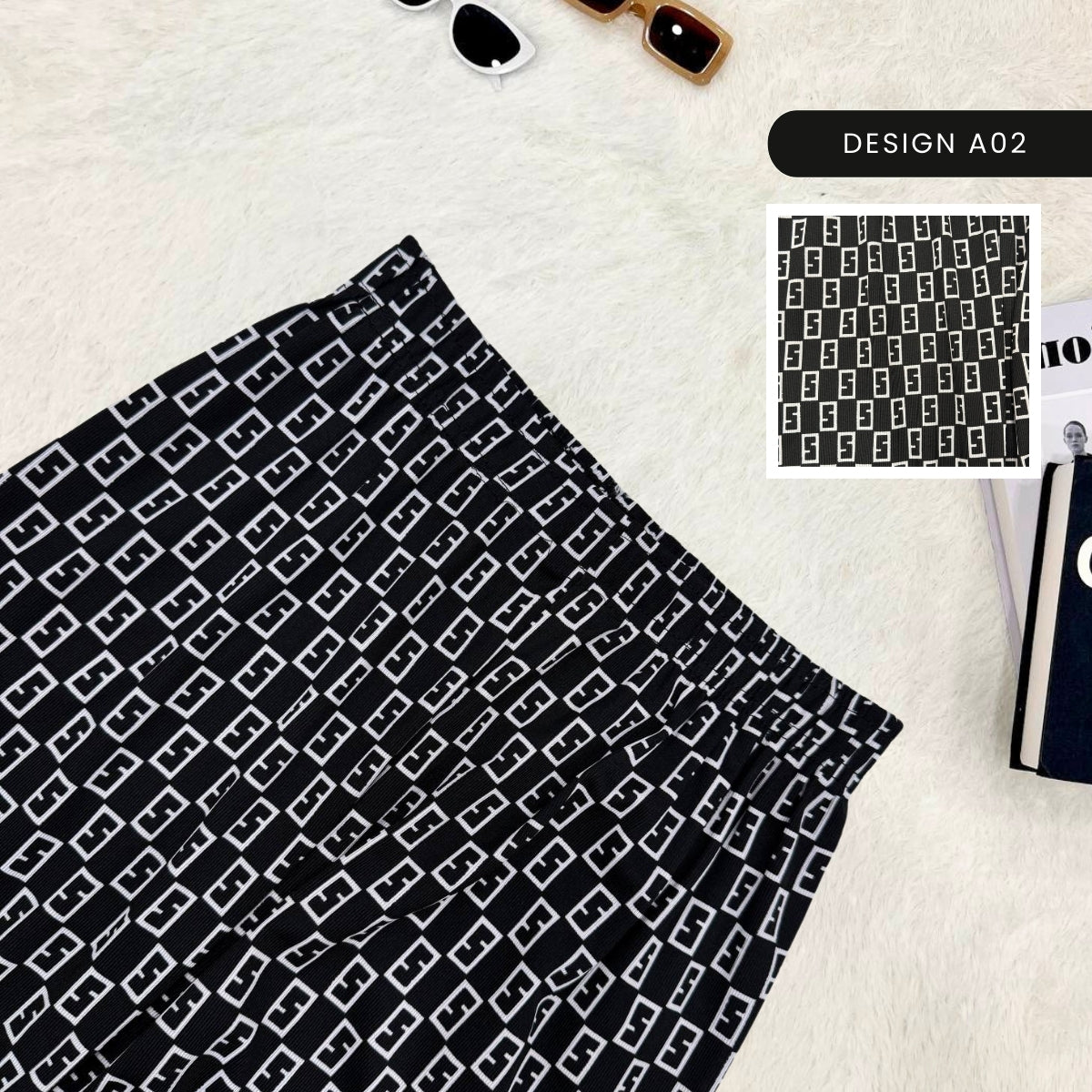 ZUCCA ARILA SELUAR WIDE LEG COMFY DENGAN CORAK - L074 LG012185