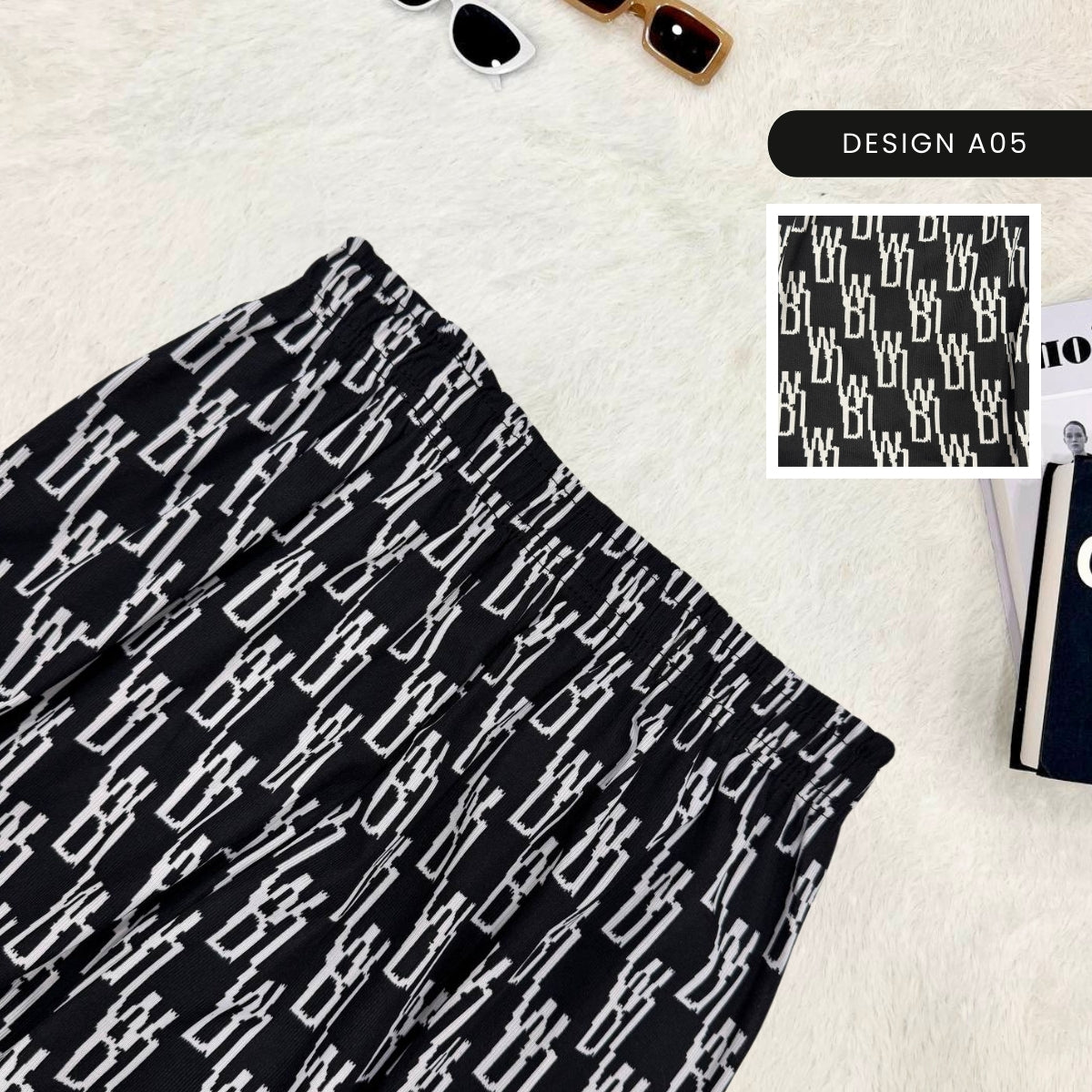 ZUCCA ARILA SELUAR WIDE LEG COMFY DENGAN CORAK - L074 LG012185