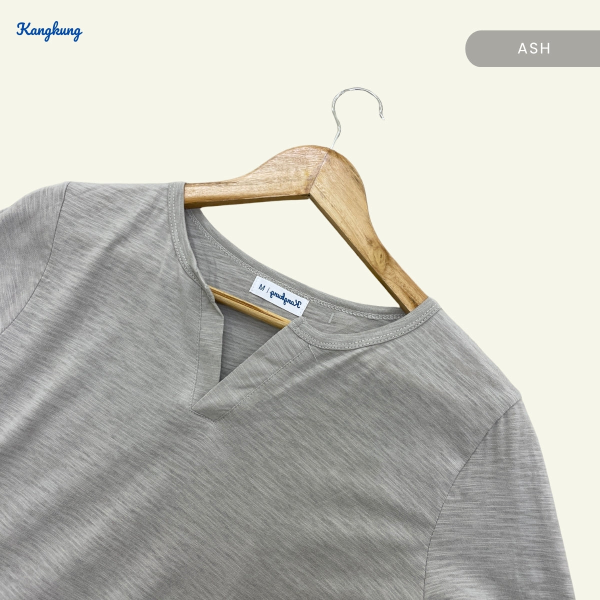 KANGKUNG IKINA KEMEJA KASUAL LEHER V-BULAT - KK120 BAJU WANITA