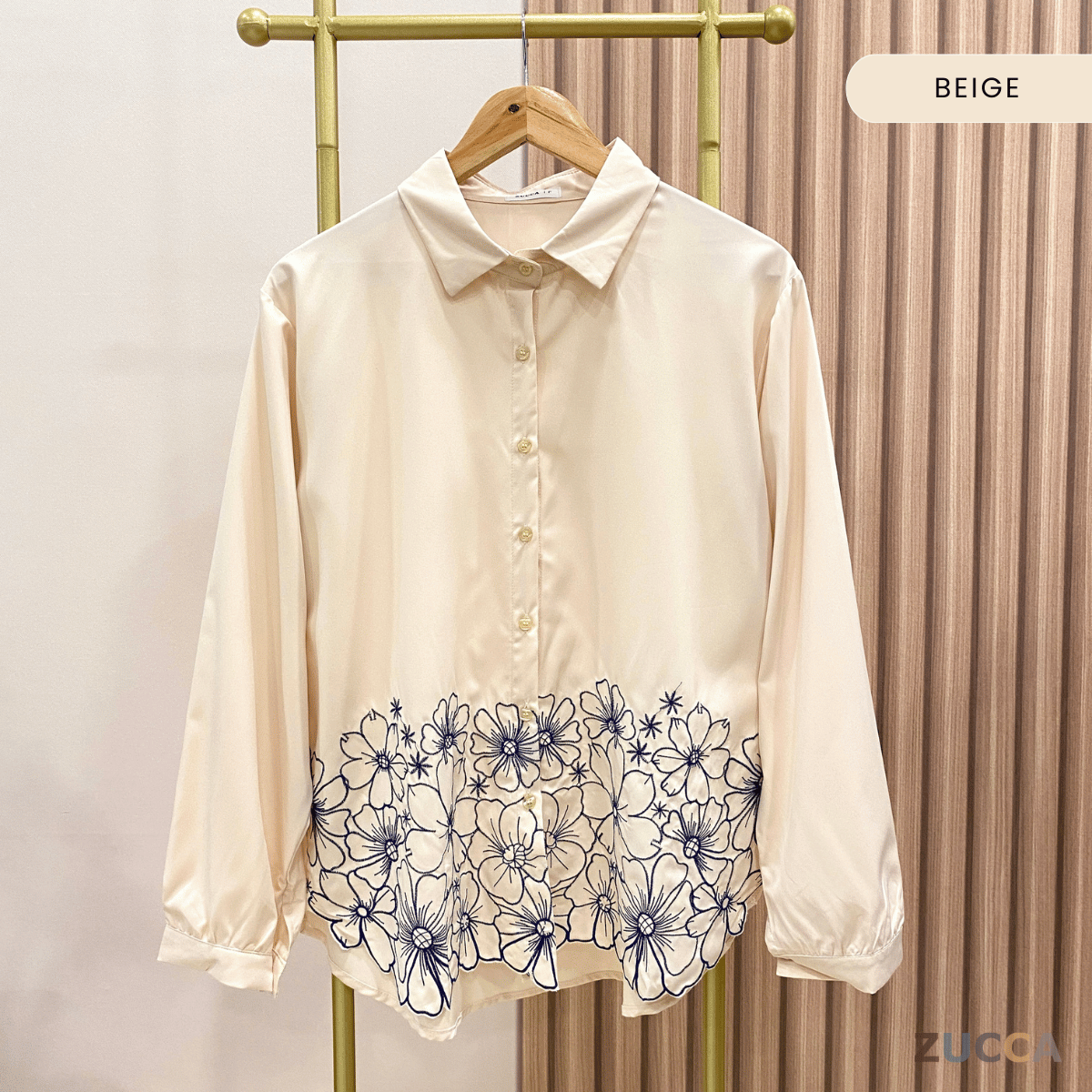 ZUCCA RUNI FLOWER EMBROIDERY WITH FULL BUTTON BLOUSE - DM231