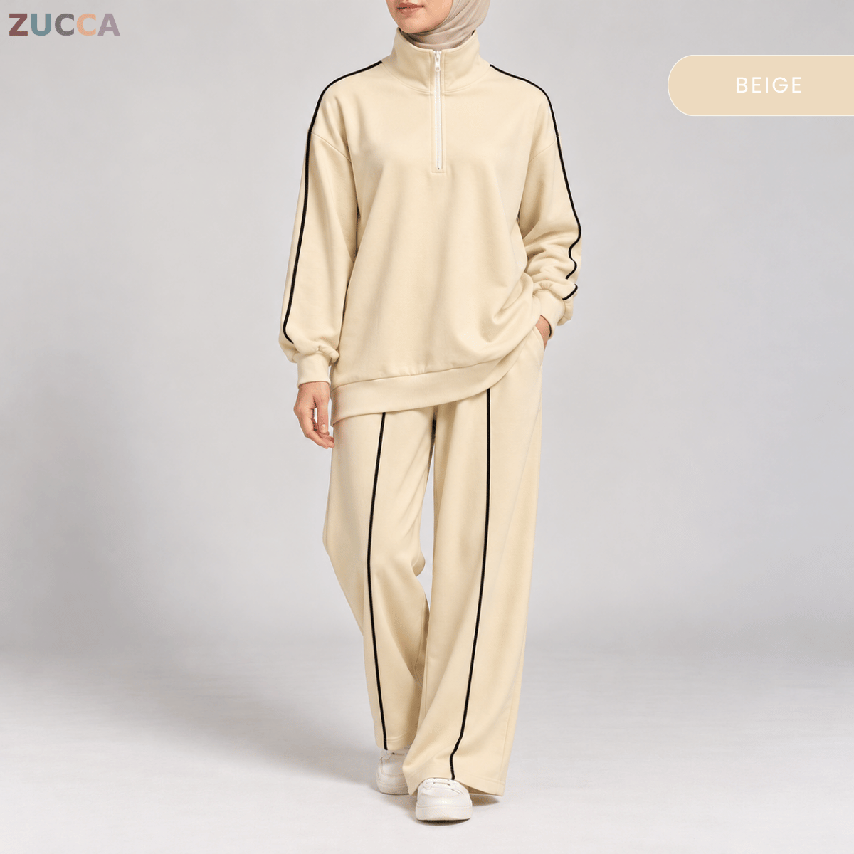 ZUCCA RAVEENA RELAXED CASUAL SPORTY HALF ZIP - MA297