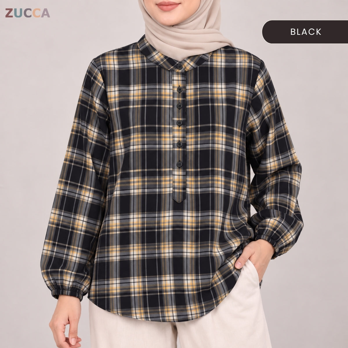 ZUCCA ZULAIKA PLAID CHECKERED LONG SLEEVE SHIRT -MA245