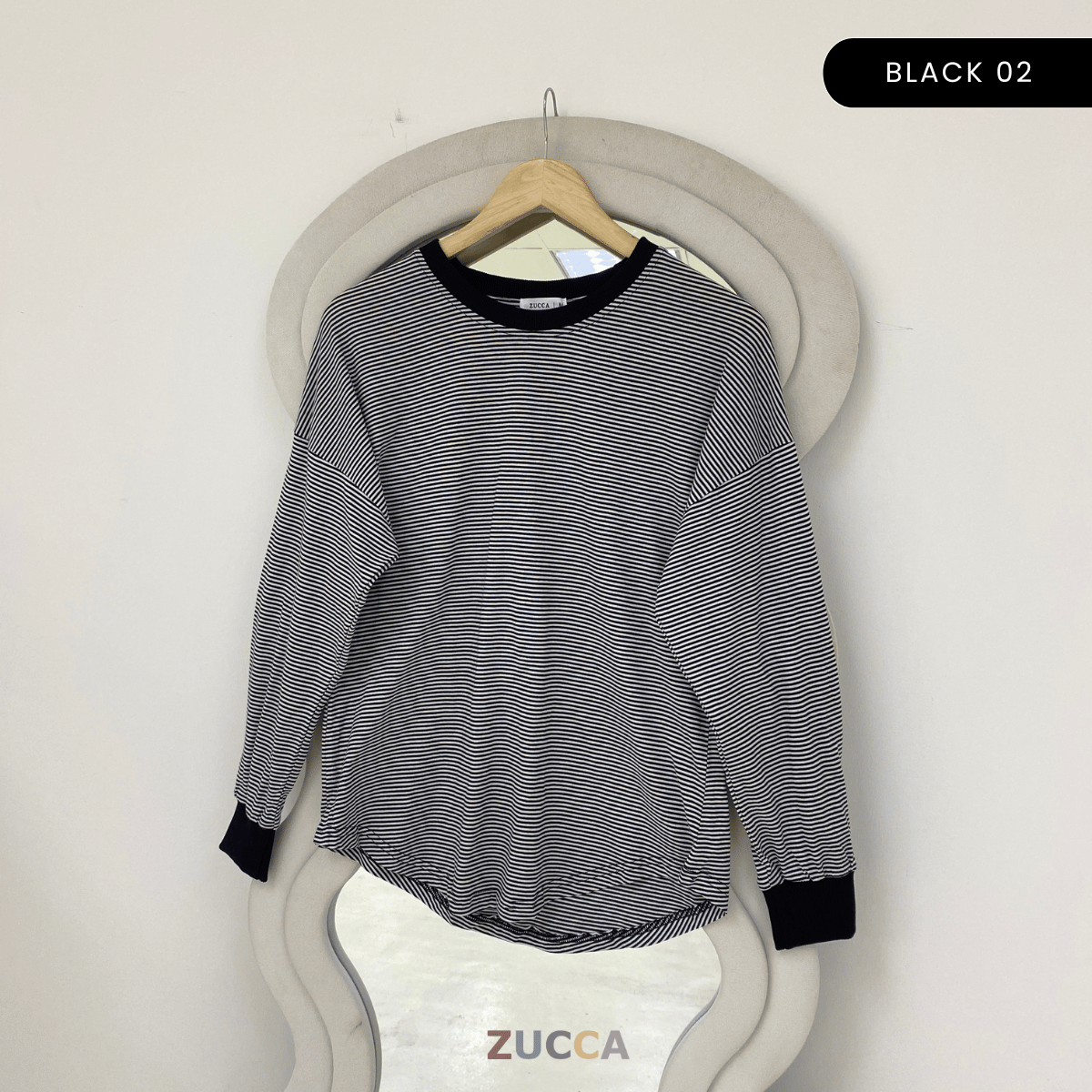 ZUCCA AZUNA CASUAL FINE STRIPE LONG SLEEVE TOP - MA172