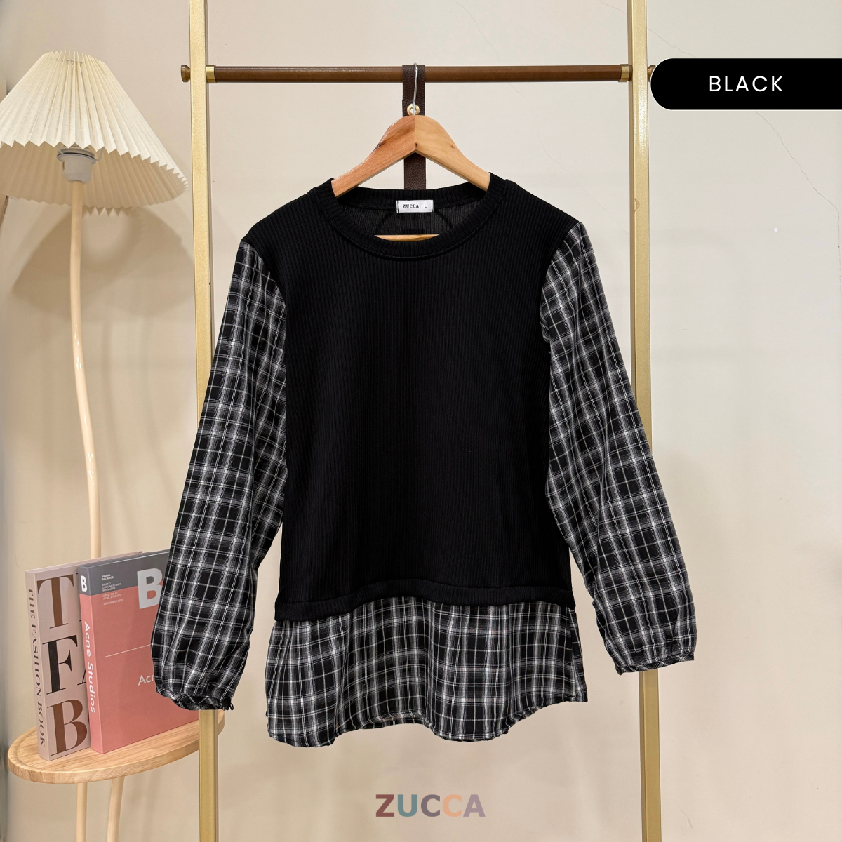 ZUCCA ALEENA BLOUSE PATCHWORK PLAID BERPETAK - DM254