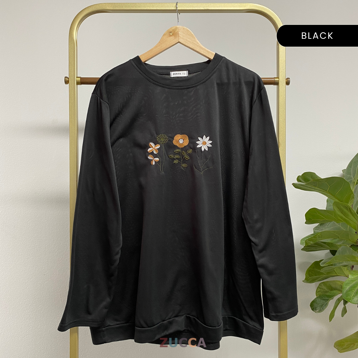 ZUCCA MAXINE BLAUS KASUAL WANITA DENGAN SULAMAN BUNGA - DM274