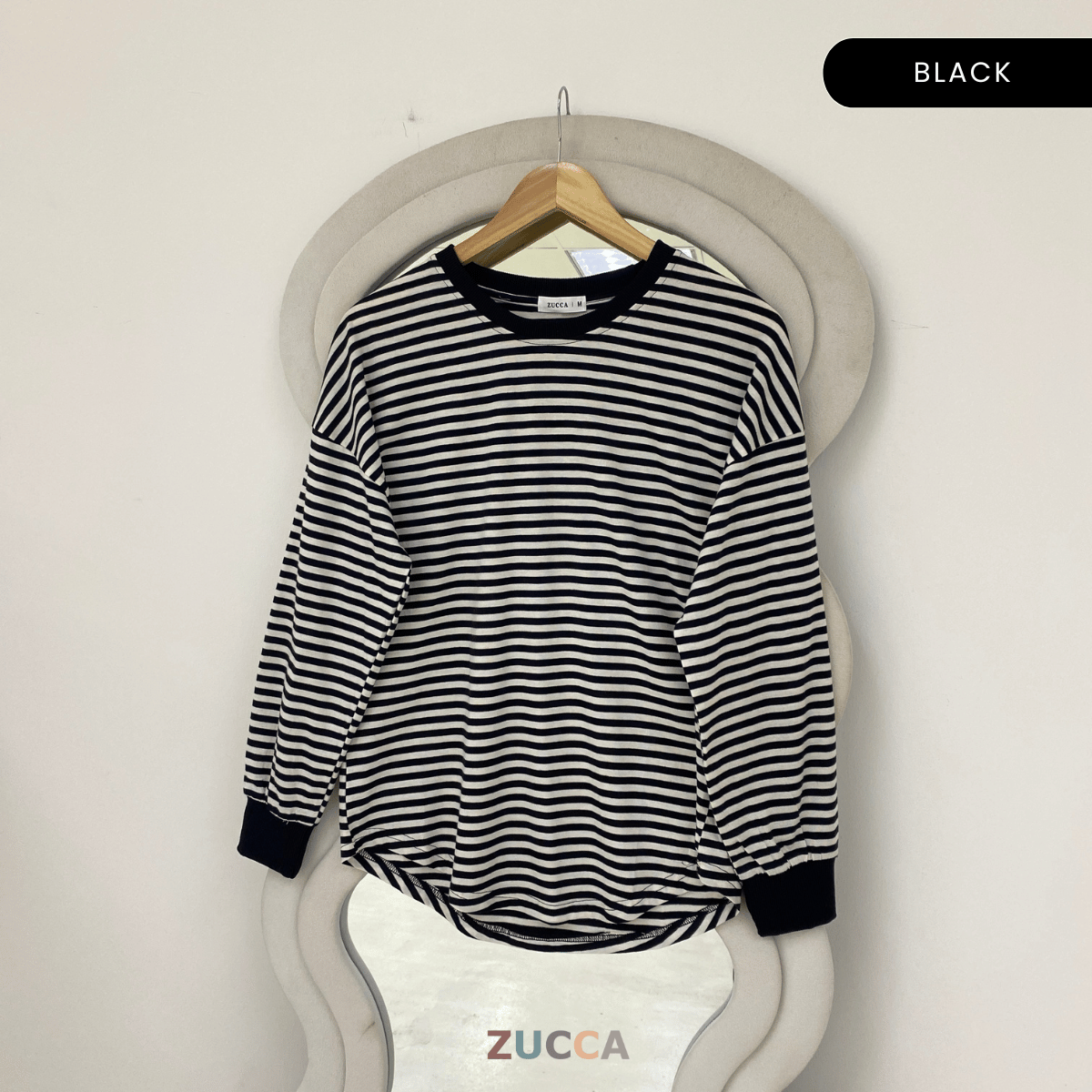 ZUCCA AZUNA CASUAL FINE STRIPE LONG SLEEVE TOP - MA172