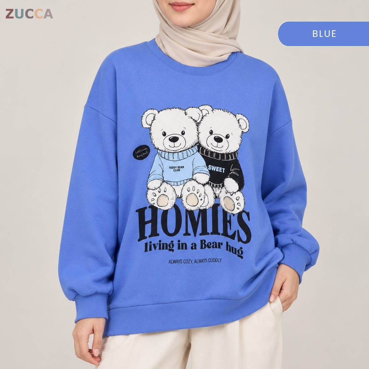 ZUCCA BALQIS TEDDY BEAR GRAPHIC SWEATSHIRT LONG SLEEVE-MA287