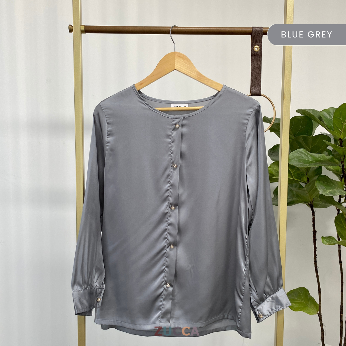 ZUCCA SUHARA ELEGANT SATIN BUTTON BLOUSE - MA063