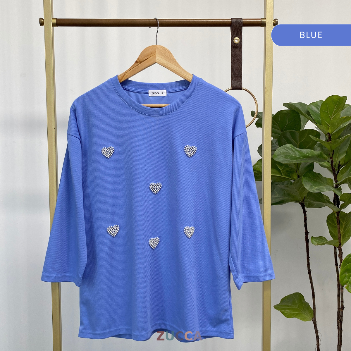 ZUCCA FATINI HEART EMBELLISHED COTTON KNIT SHIRT - MA057