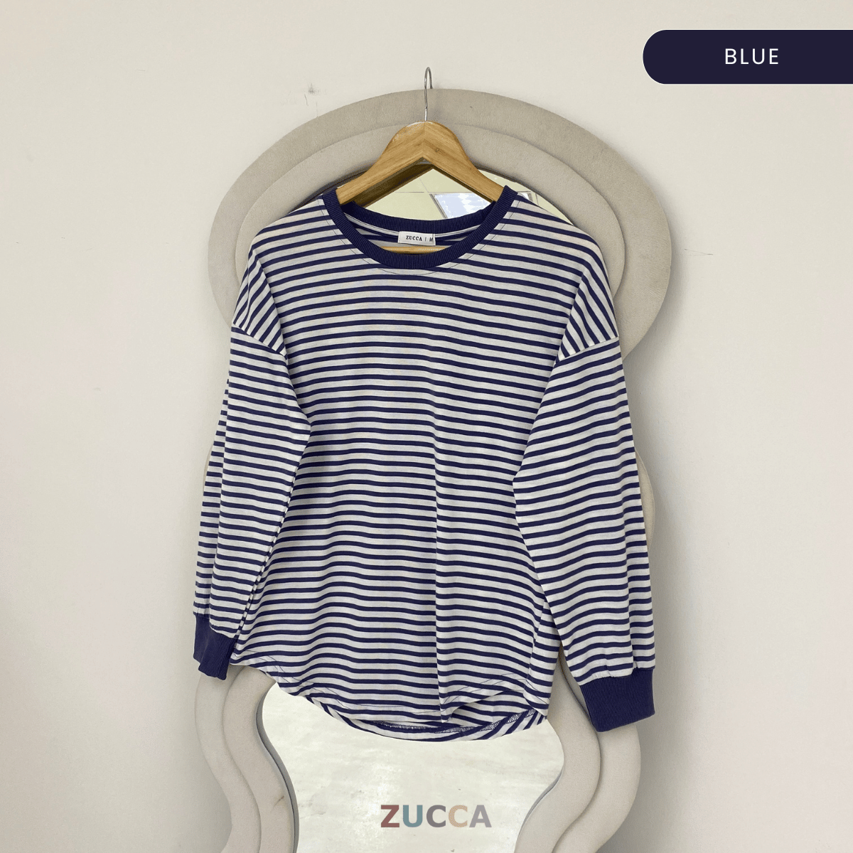 ZUCCA AZUNA CASUAL FINE STRIPE LONG SLEEVE TOP - MA172