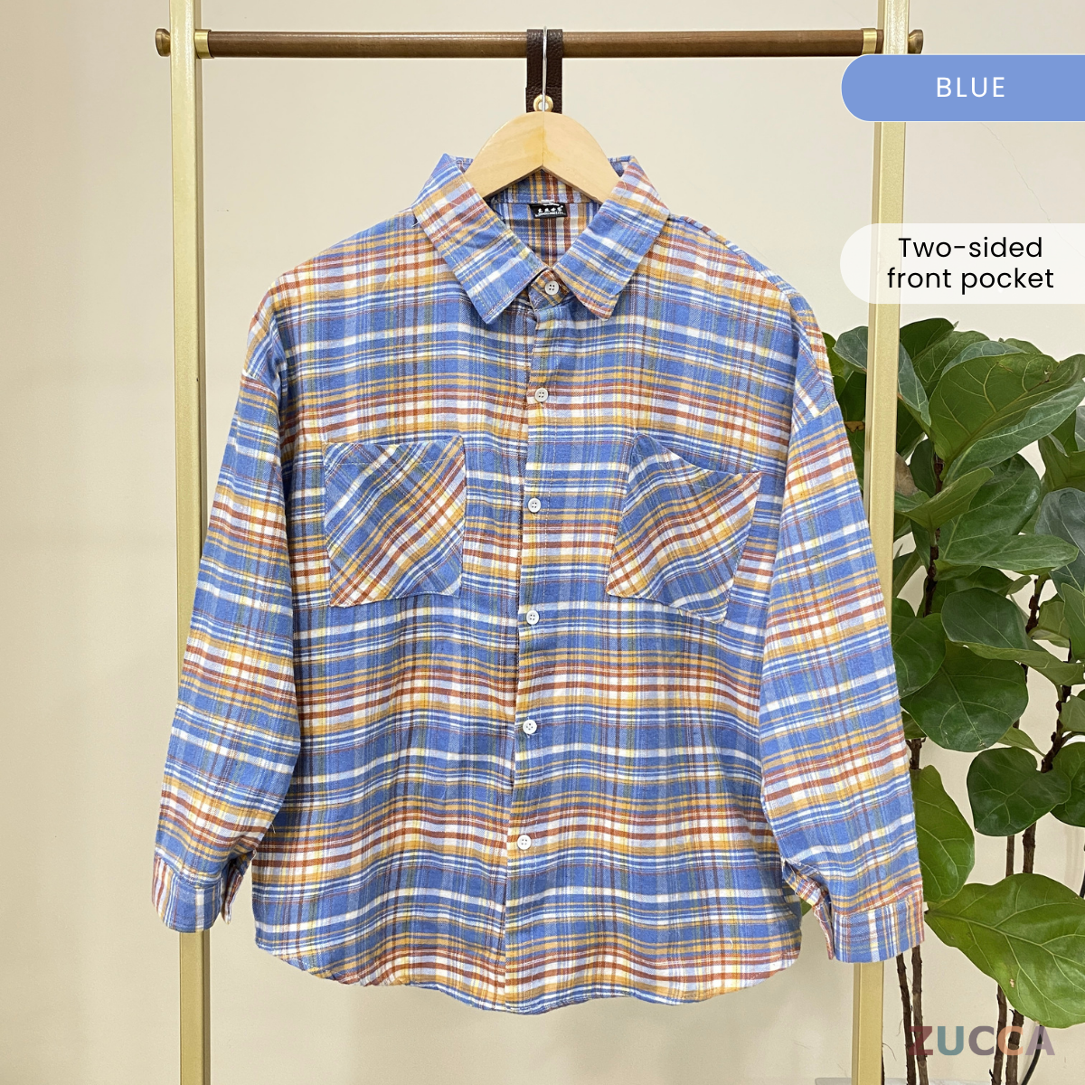 FELORA KEMEJA BLOUSE CORAK KOTAK - SU001