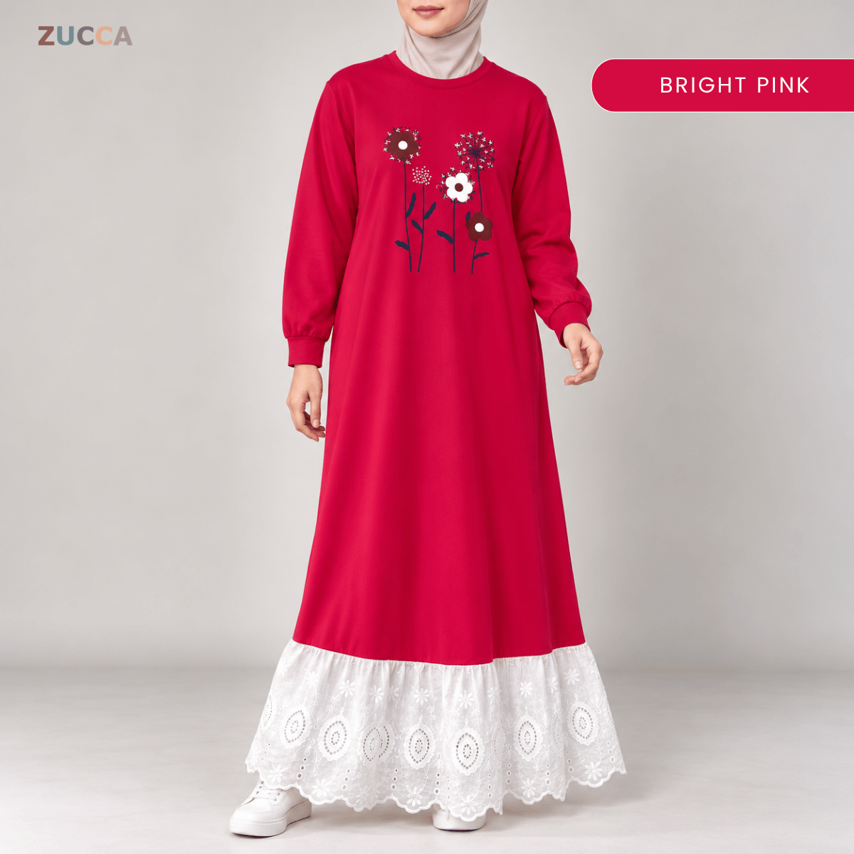 ZUCCA QASEH FLORAL LACE LONG SLEEVE MAXI DRESS - MA263