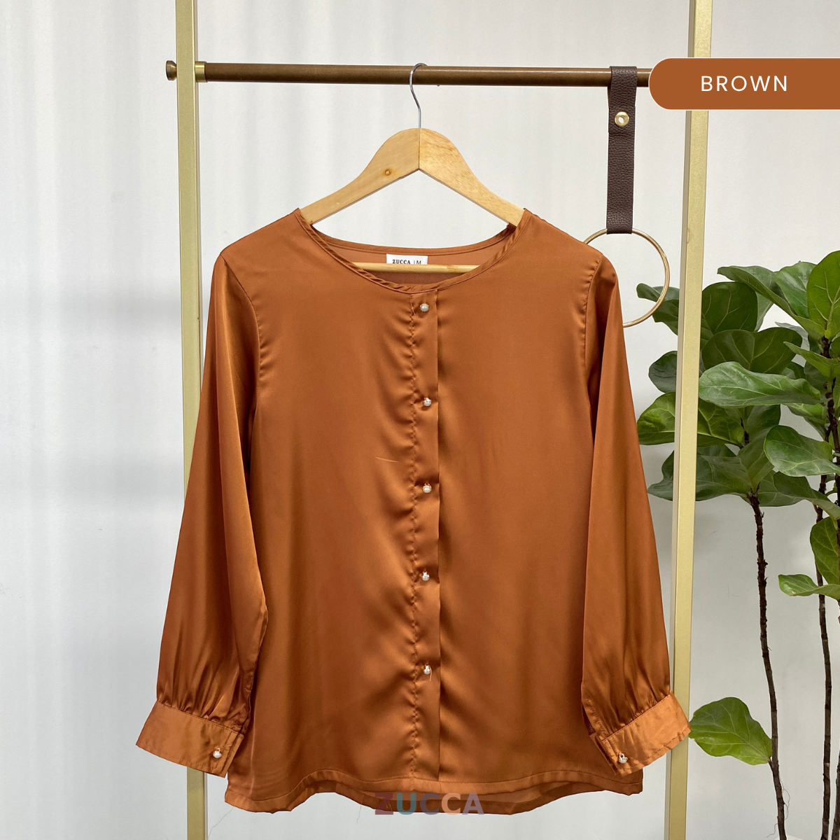 ZUCCA SUHARA ELEGANT SATIN BUTTON BLOUSE - MA063