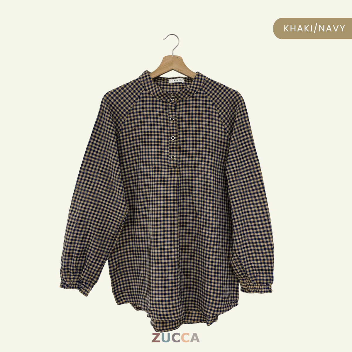 Lily Half Button Gingham Women Blouse - DM149