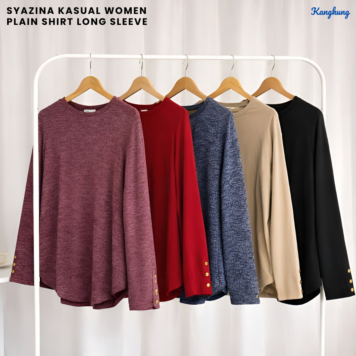 KANGKUNG SYAZINA KASUAL WOMEN PLAIN LONG SLEEVE - C1003 (216)