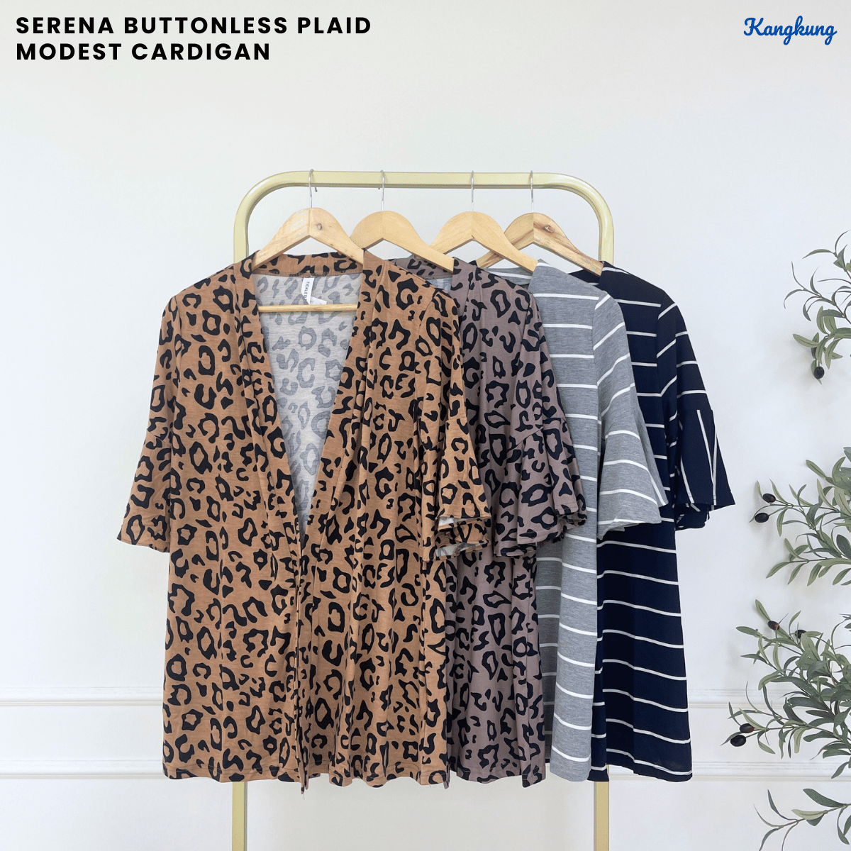 KANGKUNG SERENA BUTTONLESS PLAID MODEST CARDIGAN - C1009 (263)