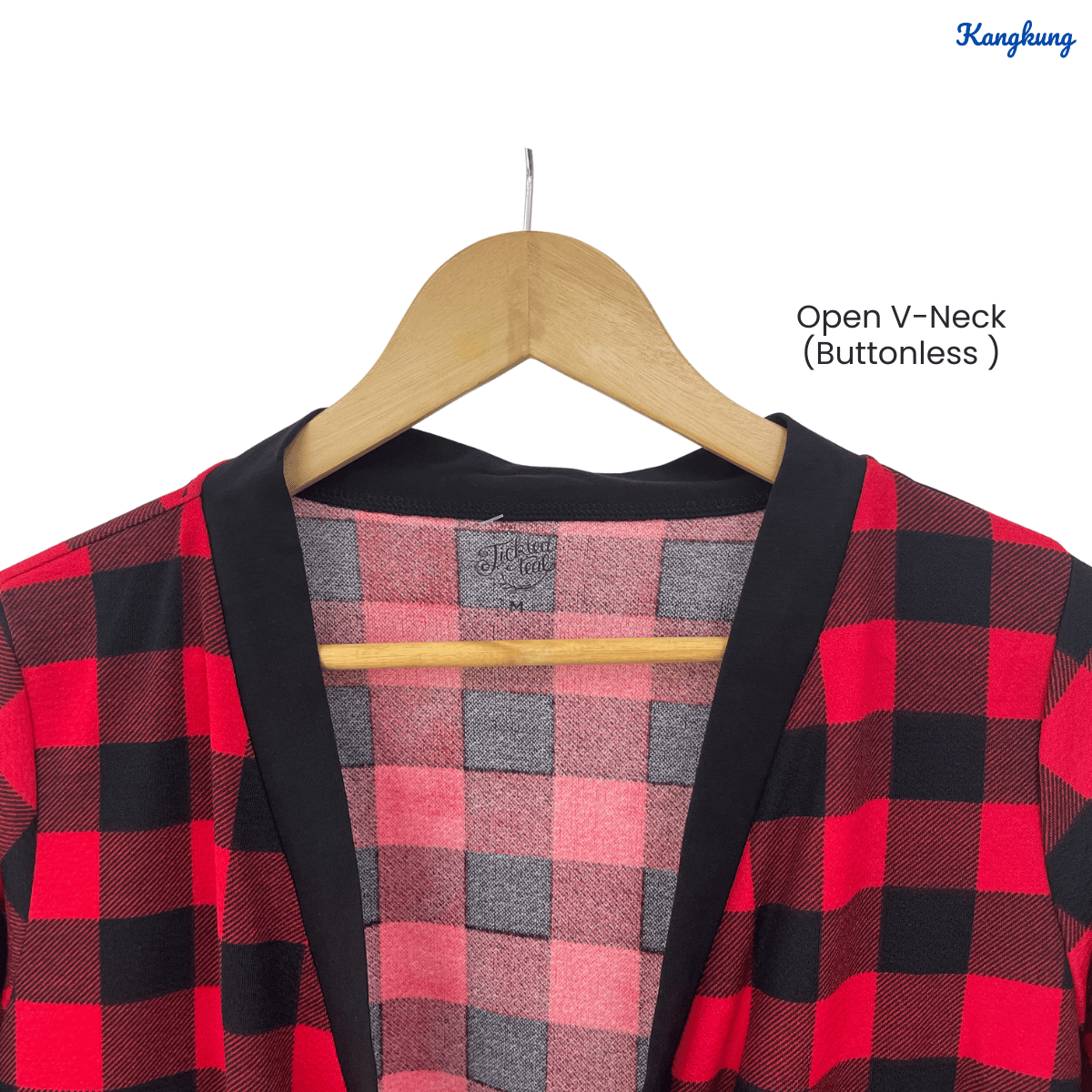 KANGKUNG LUNA PLAID OPEN FRONT COTTON BLEND MODEST CARDIGAN - C1011 (246)