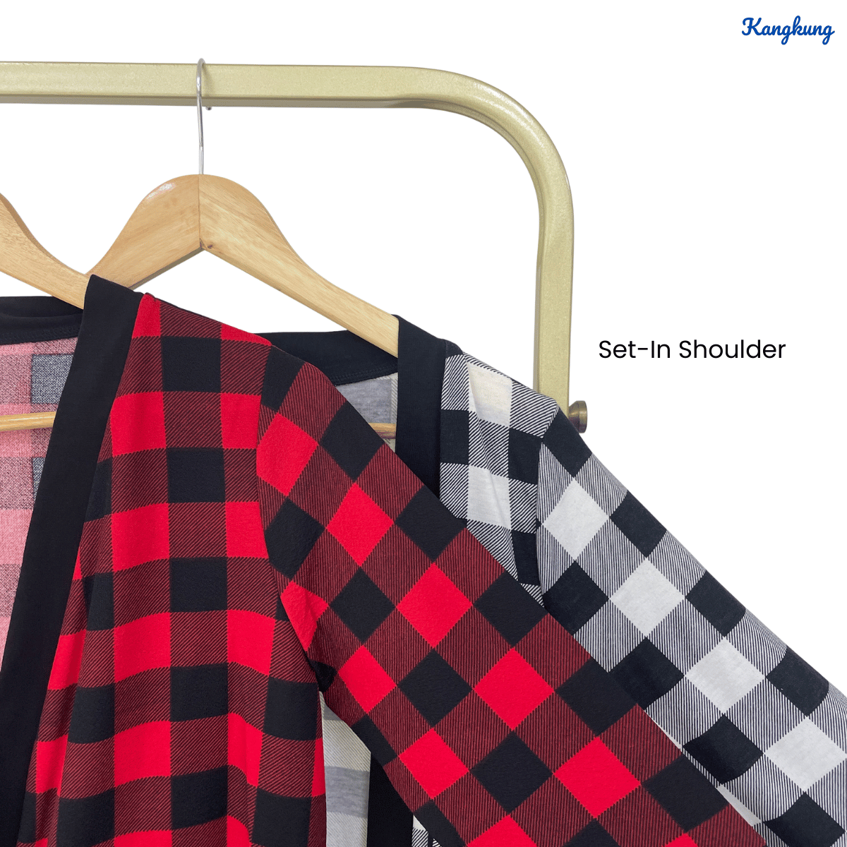 KANGKUNG LUNA PLAID OPEN FRONT COTTON BLEND MODEST CARDIGAN - C1011 (246)