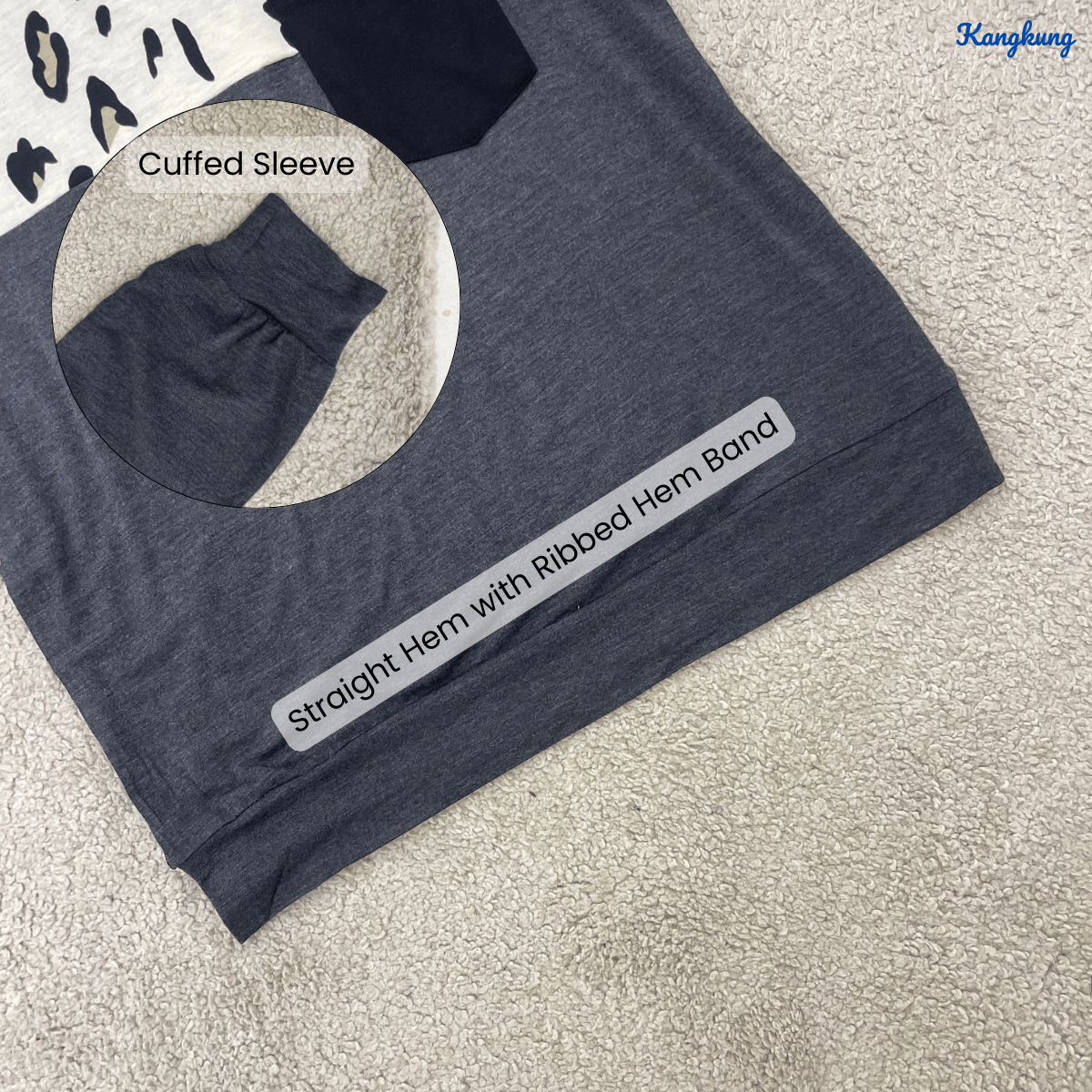 KANGKUNG VELLINA PRINTED RAGLAN POCKET TOP - C1014 (243)