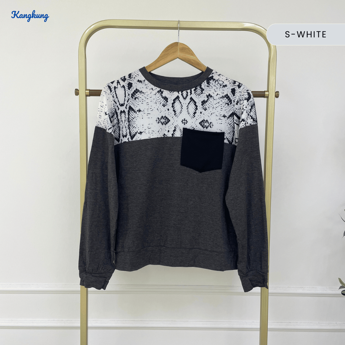 KANGKUNG VELLINA PRINTED RAGLAN POCKET TOP - C1014 (243)