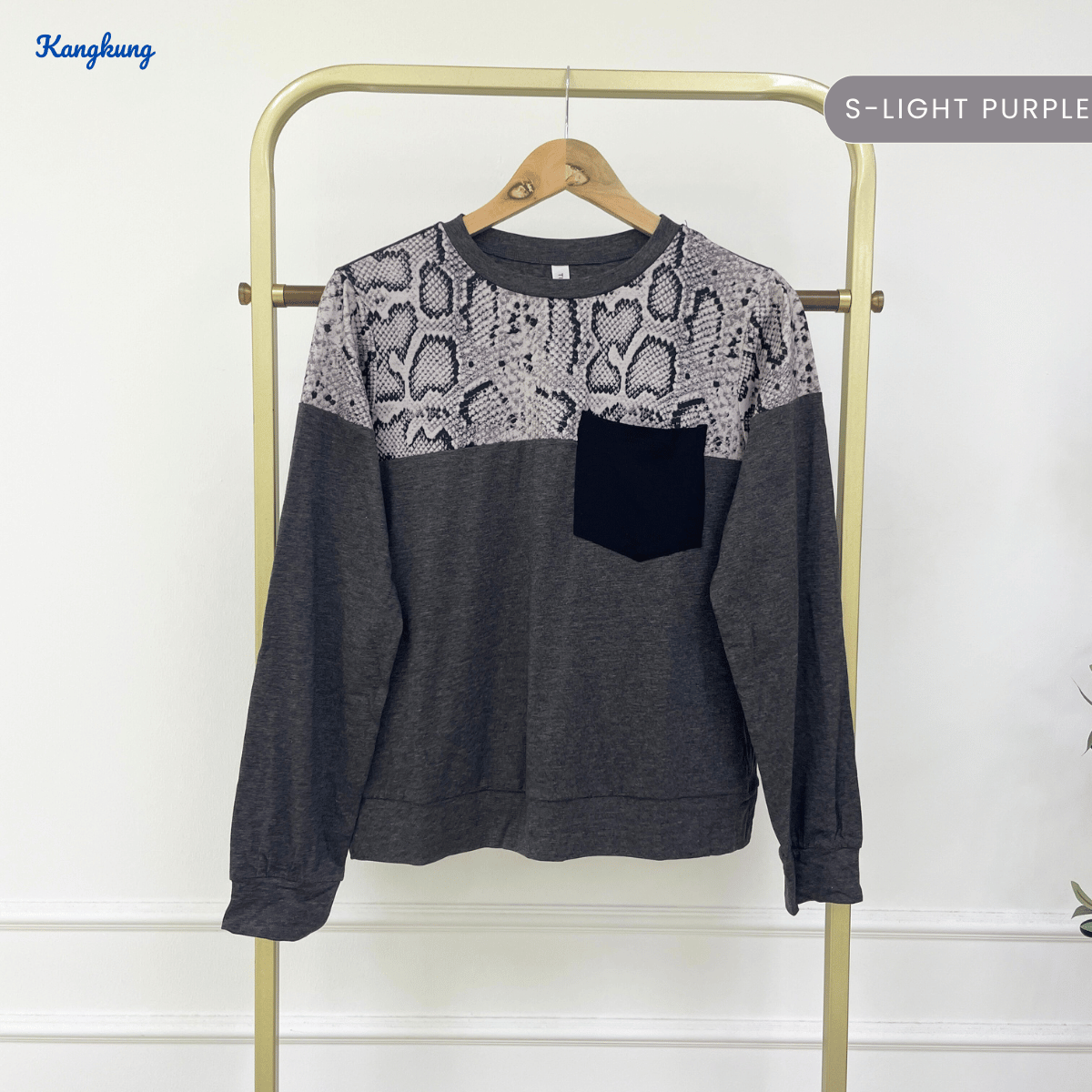 KANGKUNG VELLINA PRINTED RAGLAN POCKET TOP - C1014 (243)