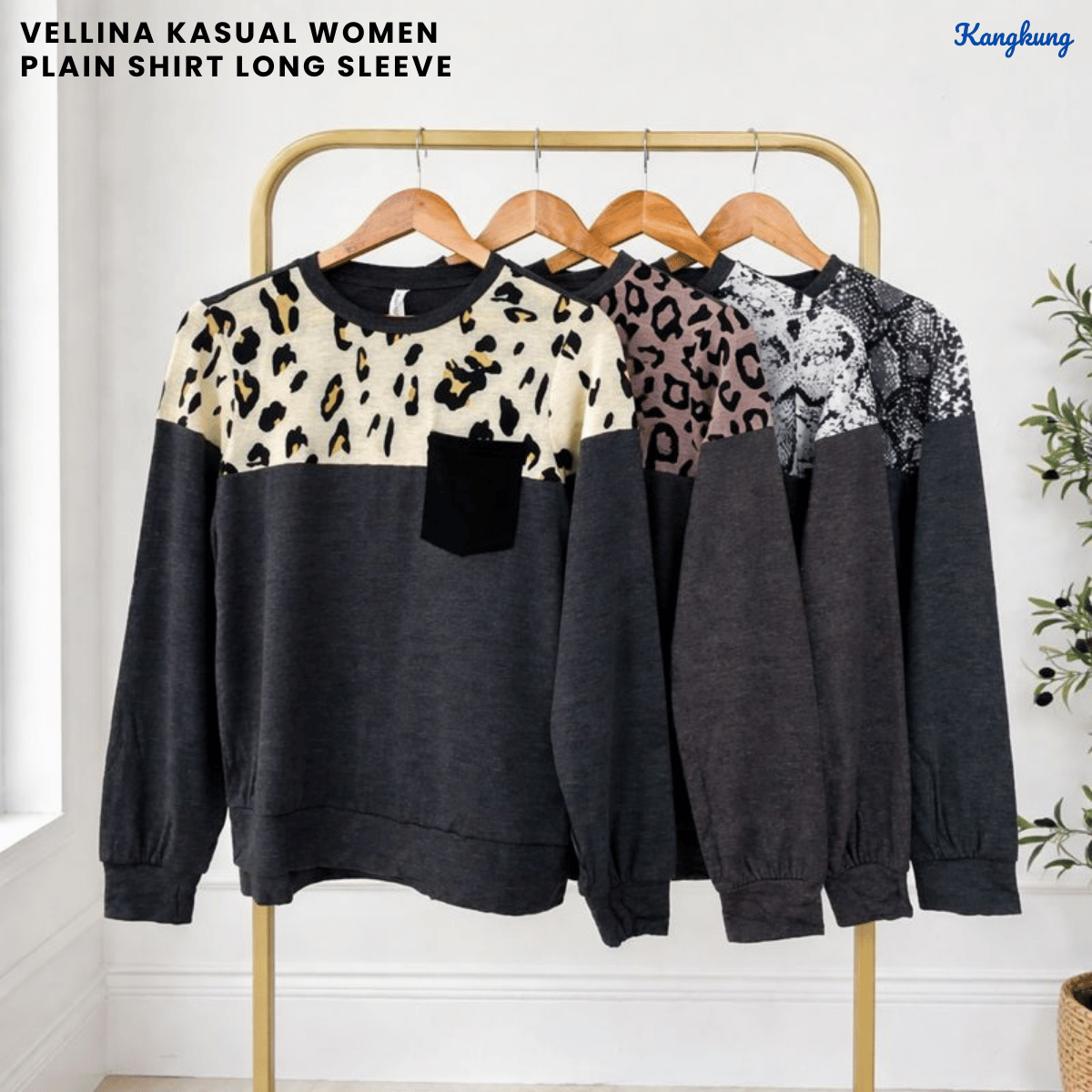KANGKUNG VELLINA PRINTED RAGLAN POCKET TOP - C1014 (243)