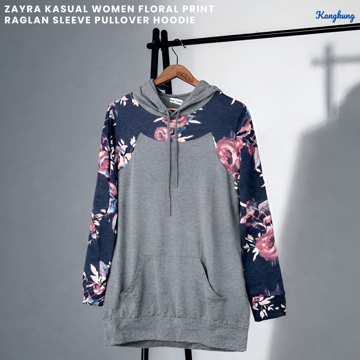 KANGKUNG ZAYRA HOODED FLORAL WITH FRONT POCKET - C1020 (353)