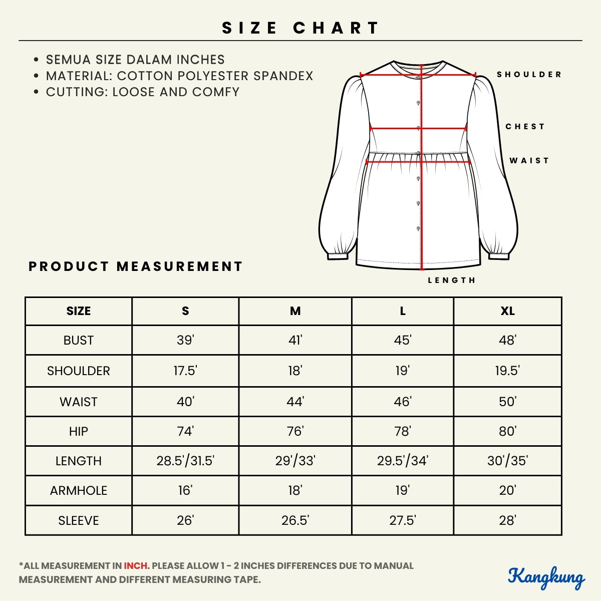 KANGKUNG EVANIA WOMEN KASUAL PATTERN BLOUSE -C1021 (315)