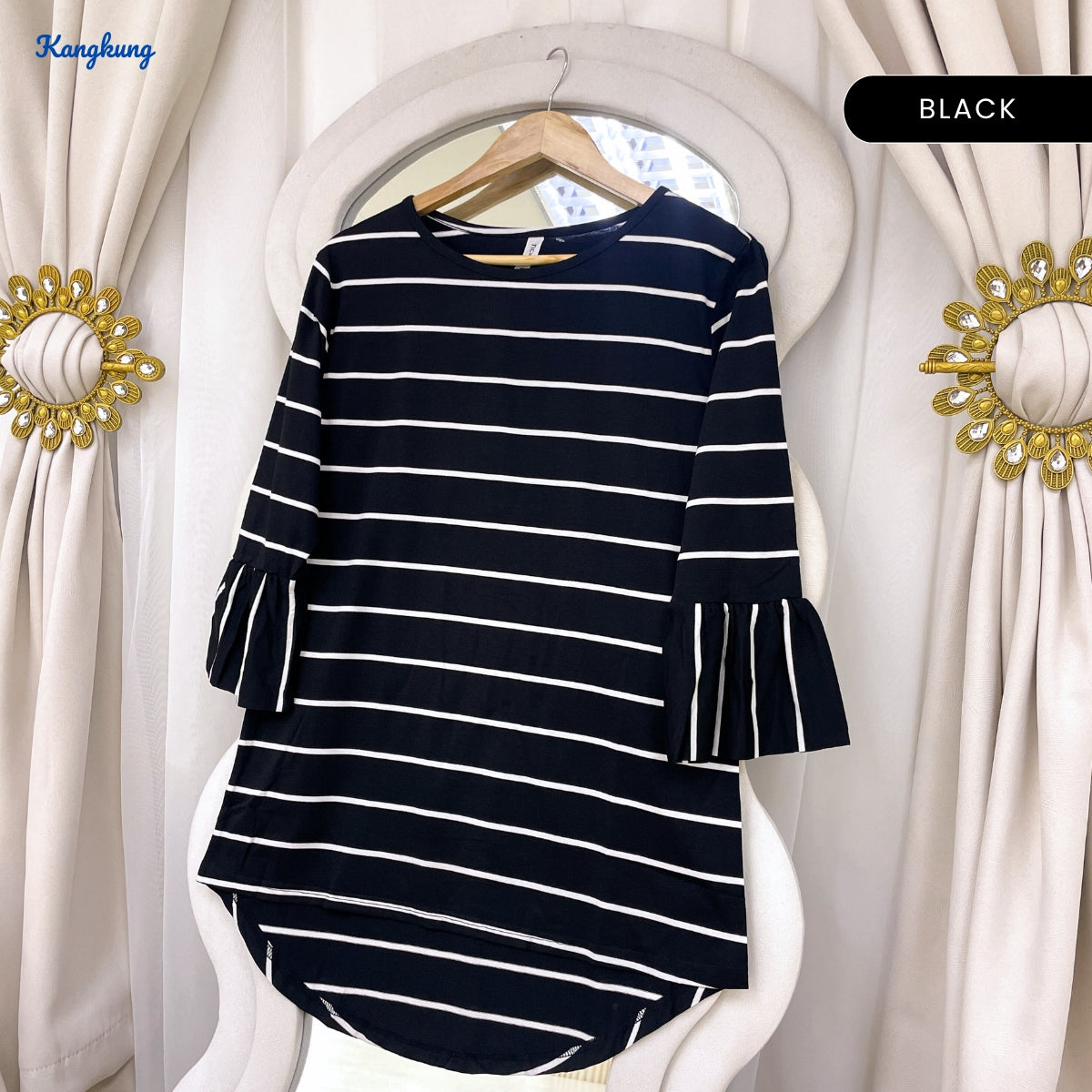 KANGKUNG FAYRA KASUAL STRIPE WOMEN BLOUSE QUARTER SLEEVE - C1023 (331)