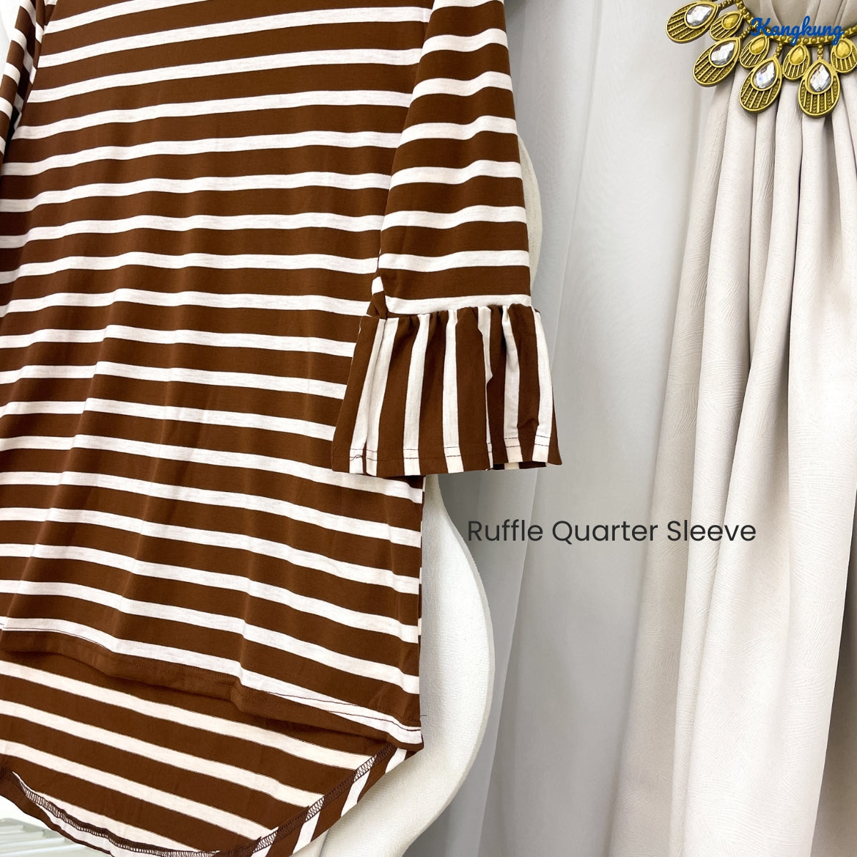 KANGKUNG FAYRA KASUAL STRIPE WOMEN BLOUSE QUARTER SLEEVE - C1023 (331)