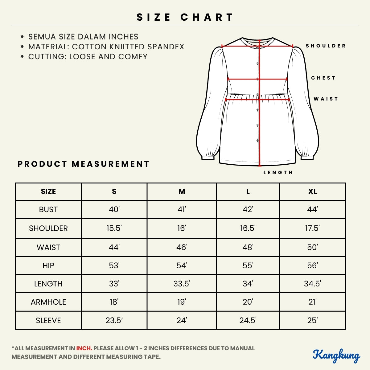 KANGKUNG ANISYA MUSLIMAH KASUAL BLOUSE LONG SLEEVE - C1024 (326)