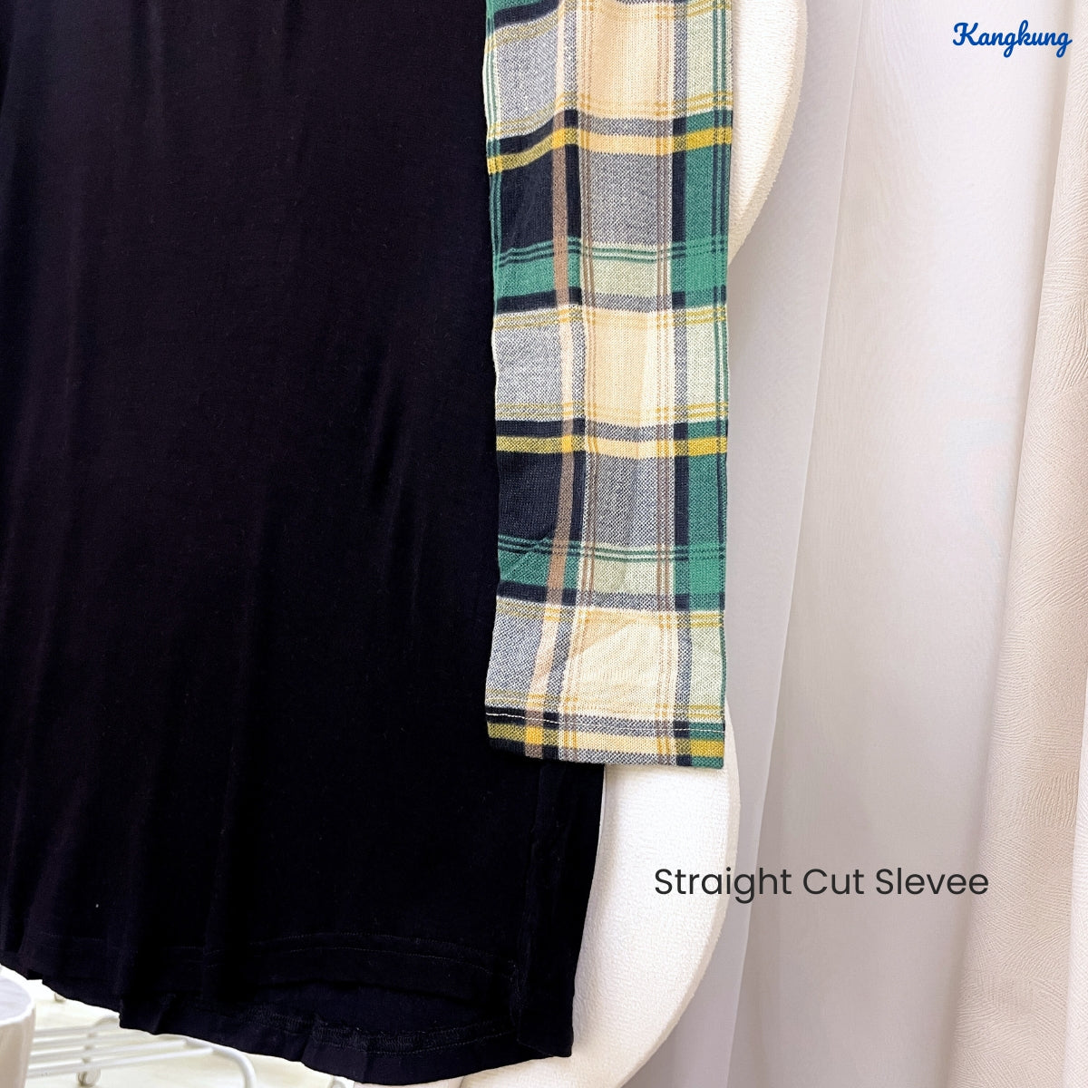 KANGKUNG ZAHRA KASUAL WOMEN GINGHAM SLEEVE SHIRT - C1025 (298)