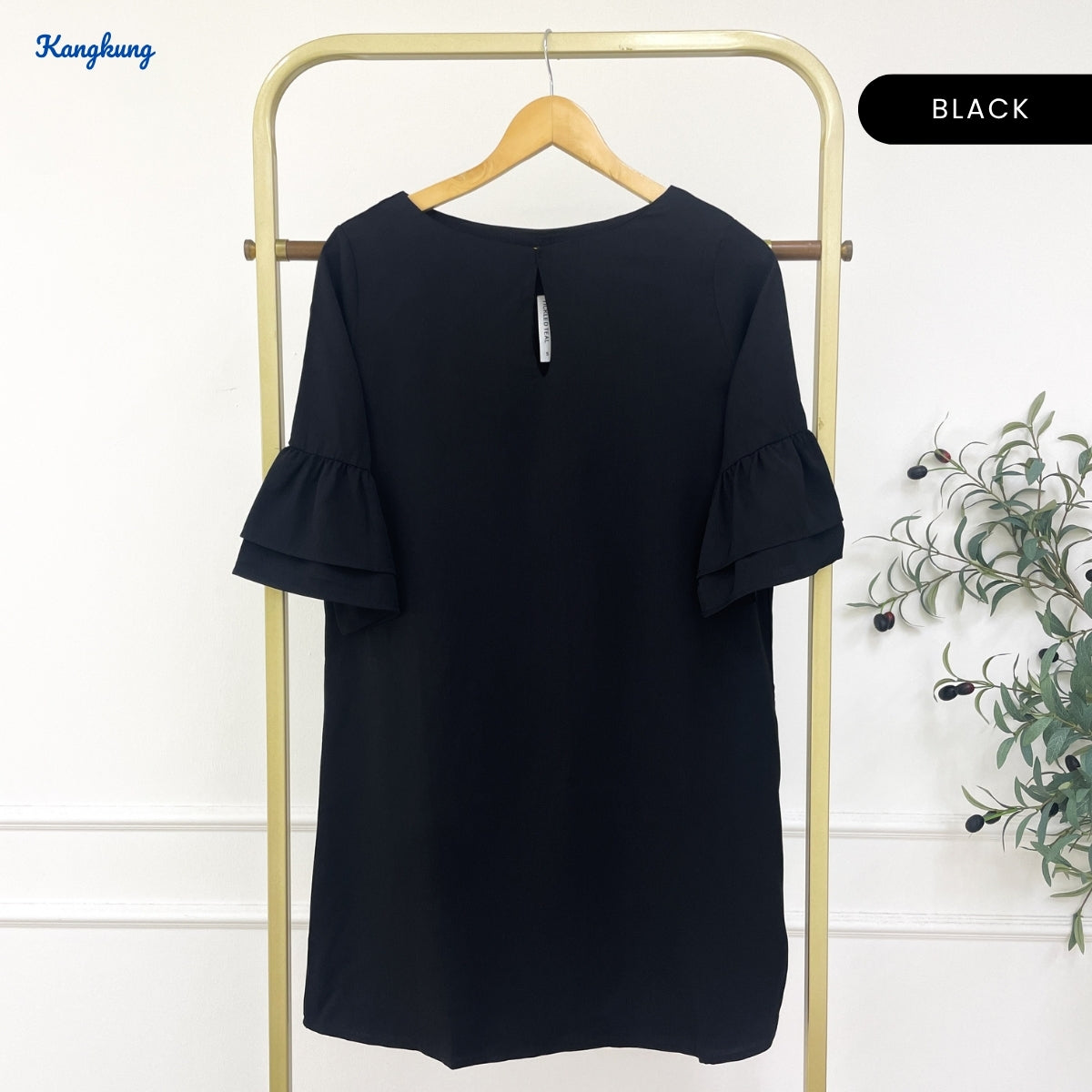 KANGKUNG WANDA KASUAL WOMEN PLAIN BLOUSE RUFFLE SLEEVE - C1045