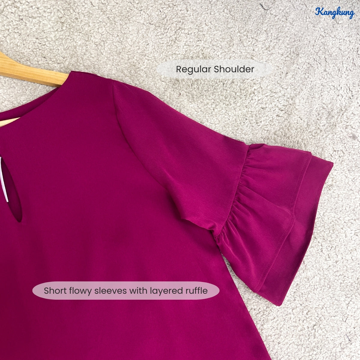 KANGKUNG WANDA KASUAL WOMEN PLAIN BLOUSE RUFFLE SLEEVE - C1045