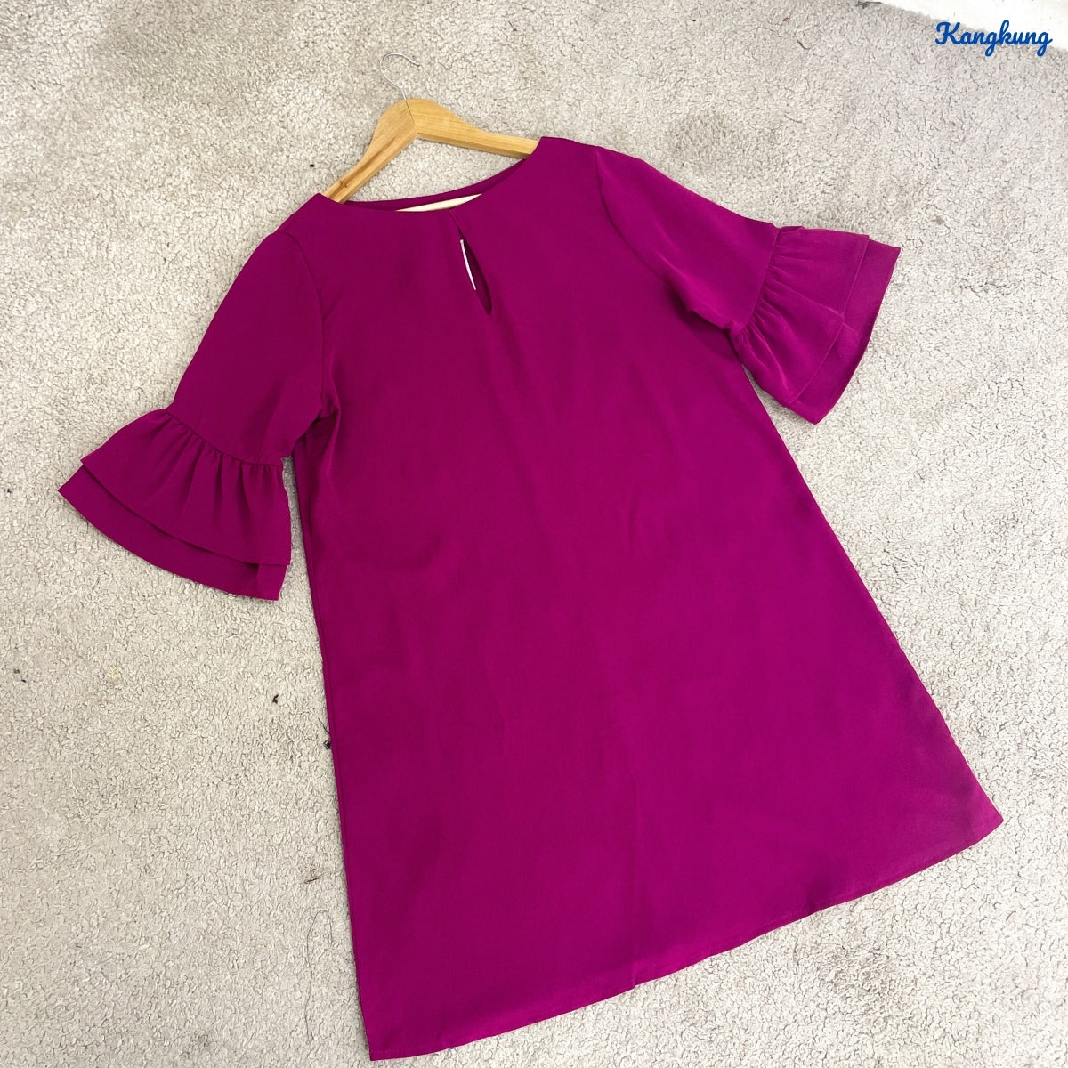 KANGKUNG WANDA KASUAL WOMEN PLAIN BLOUSE RUFFLE SLEEVE - C1045