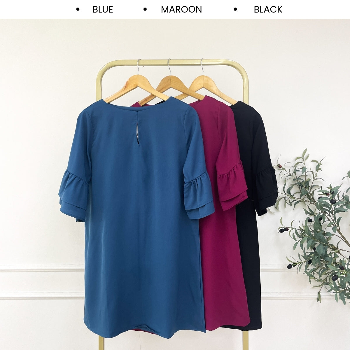 KANGKUNG WANDA KASUAL WOMEN PLAIN BLOUSE RUFFLE SLEEVE - C1045