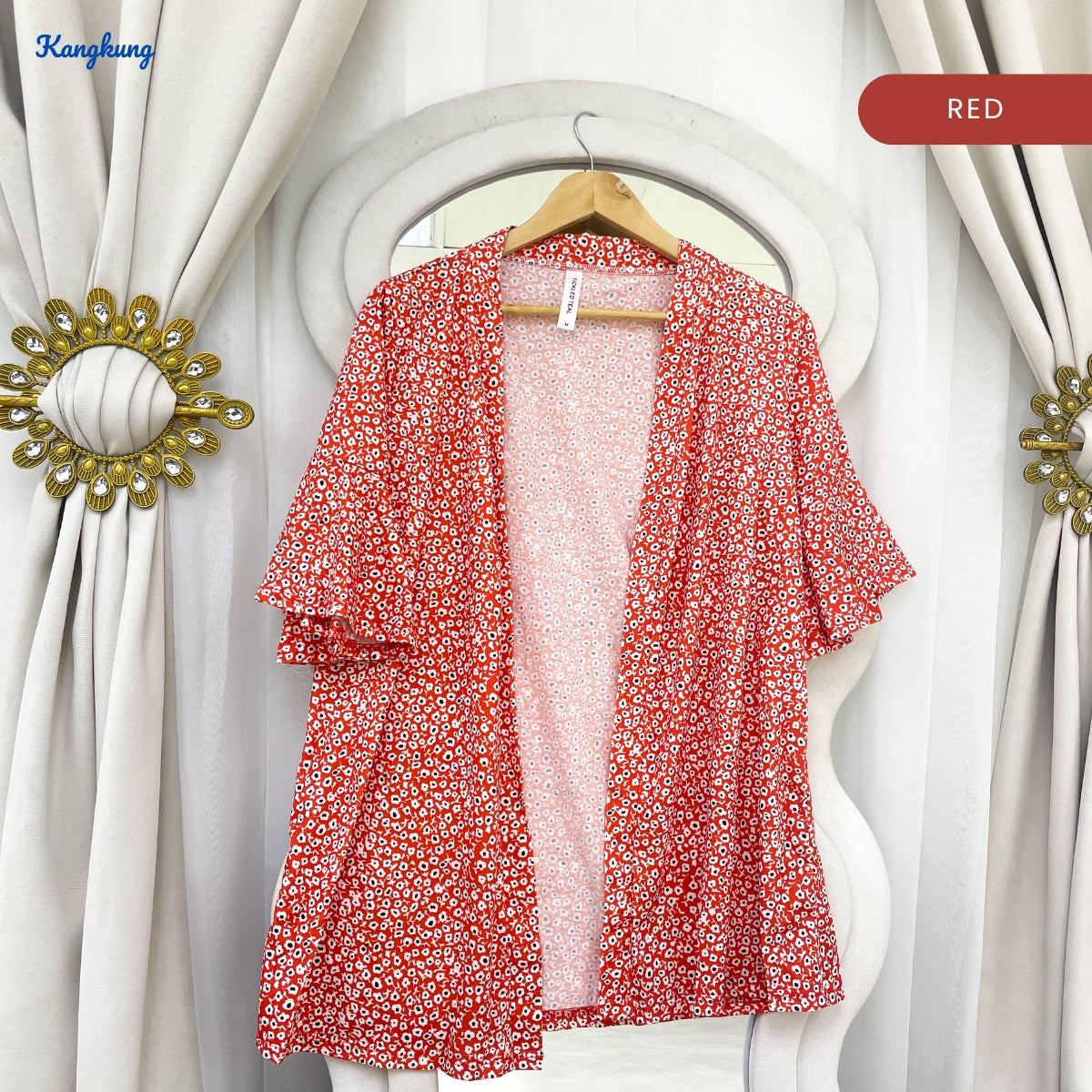 KANGKUNG ZURI KASUAL CARDIGAN SHORT SLEEVE WITH RUFFLE - C1047