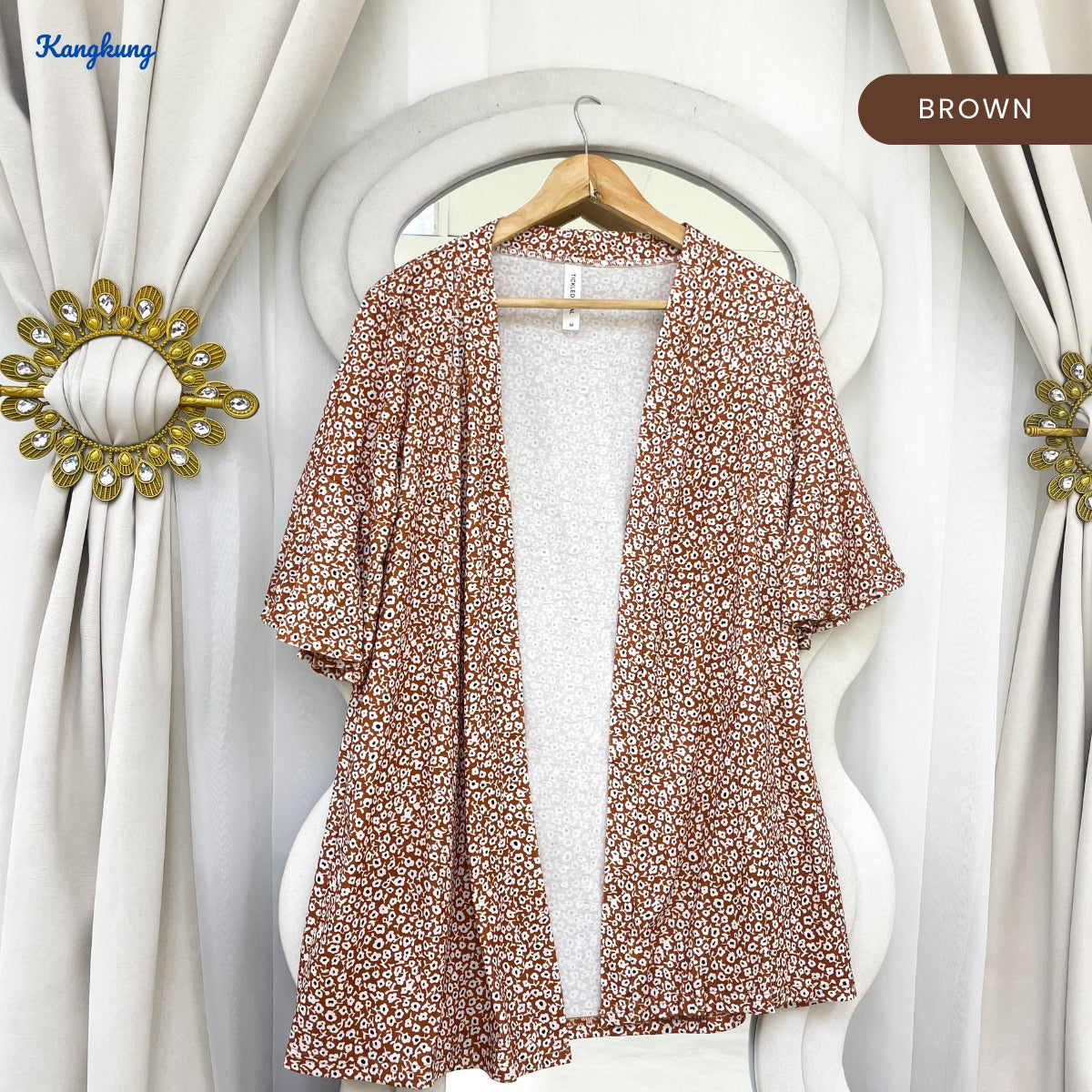 KANGKUNG ZURI KASUAL CARDIGAN SHORT SLEEVE WITH RUFFLE - C1047