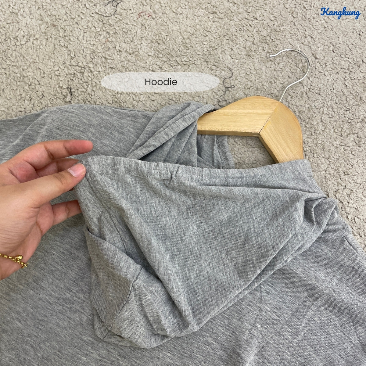 KANGKUNG PALONA KASUAL WOMEN PLAIN SHIRT WITH HOODIE - C1048