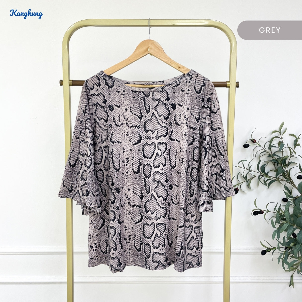 KANGKUNG IKIRA KASUAL WOMEN PATTERN SHIRT FLOWY SLEEVE - C1049