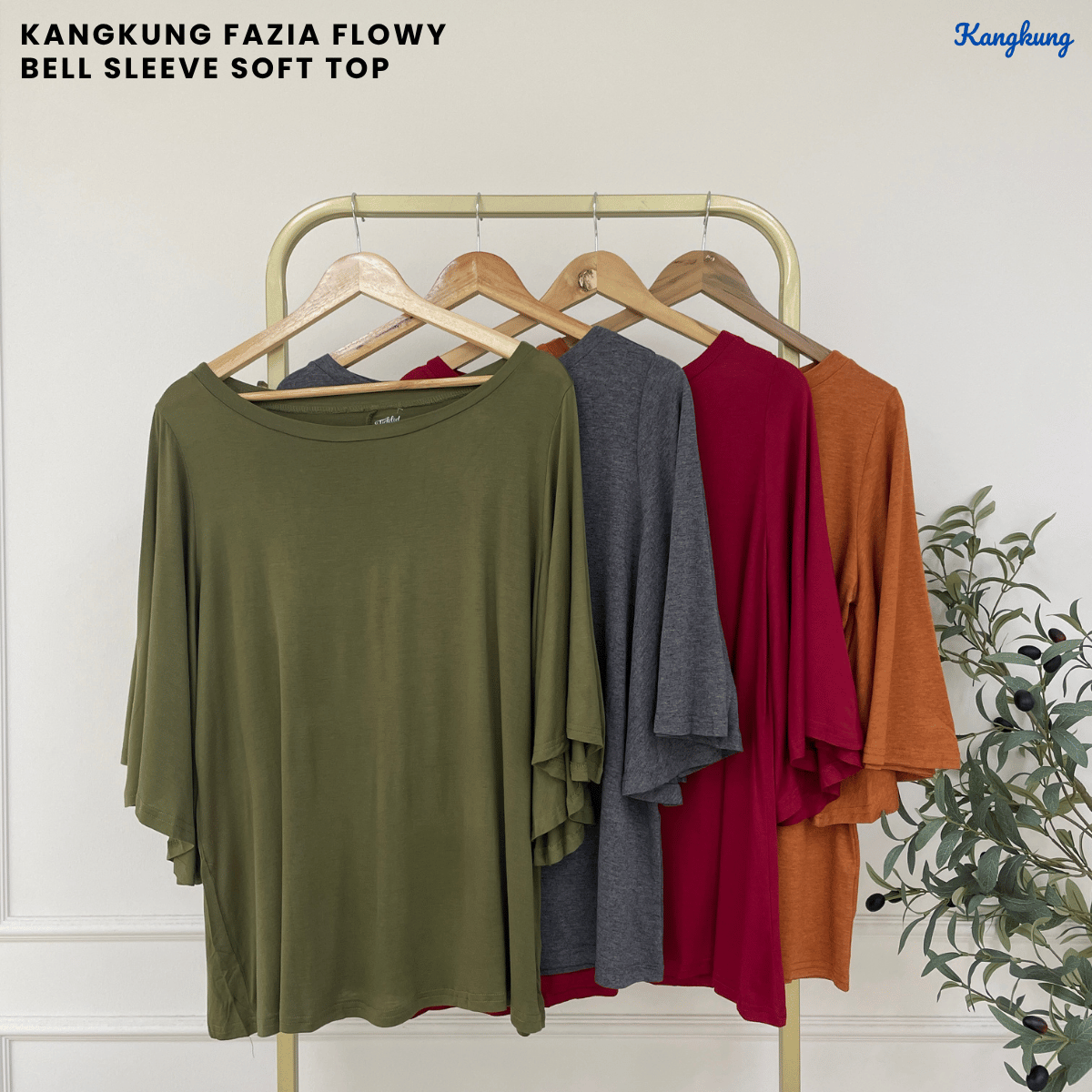 KANGKUNG FAZIA FLOWY BELL SLEEVE SOFT TOP - C1050