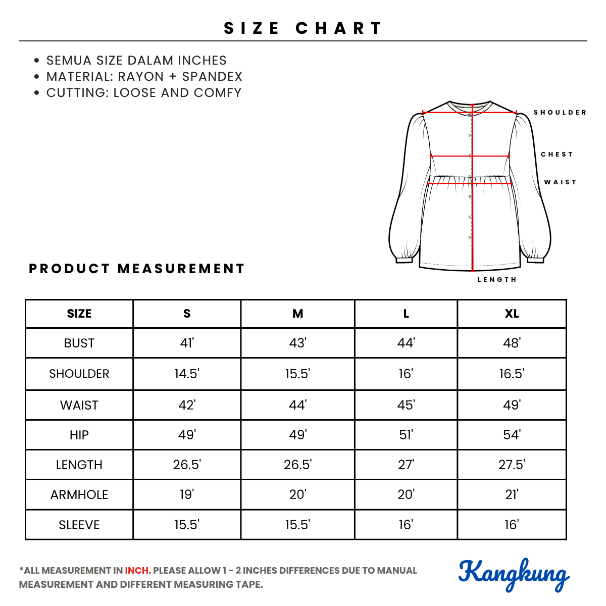 KANGKUNG FAZIA FLOWY BELL SLEEVE SOFT TOP - C1050