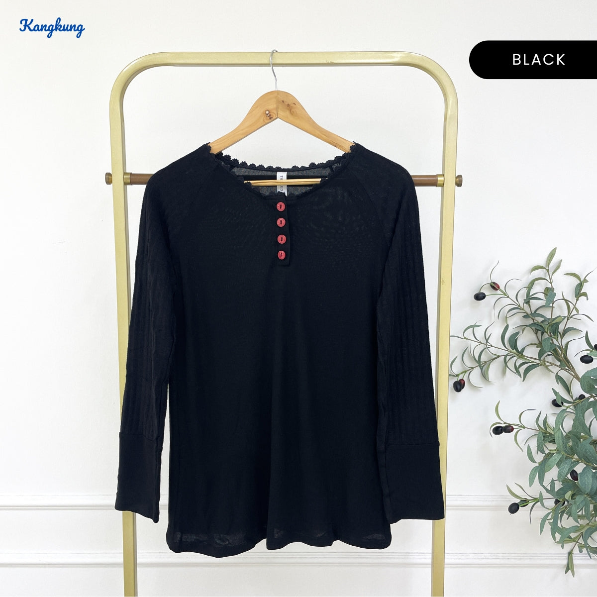 KANGKUNG TIRAH KASUAL WOMEN PLAIN SHIRT LONG SLEEVE - C1056