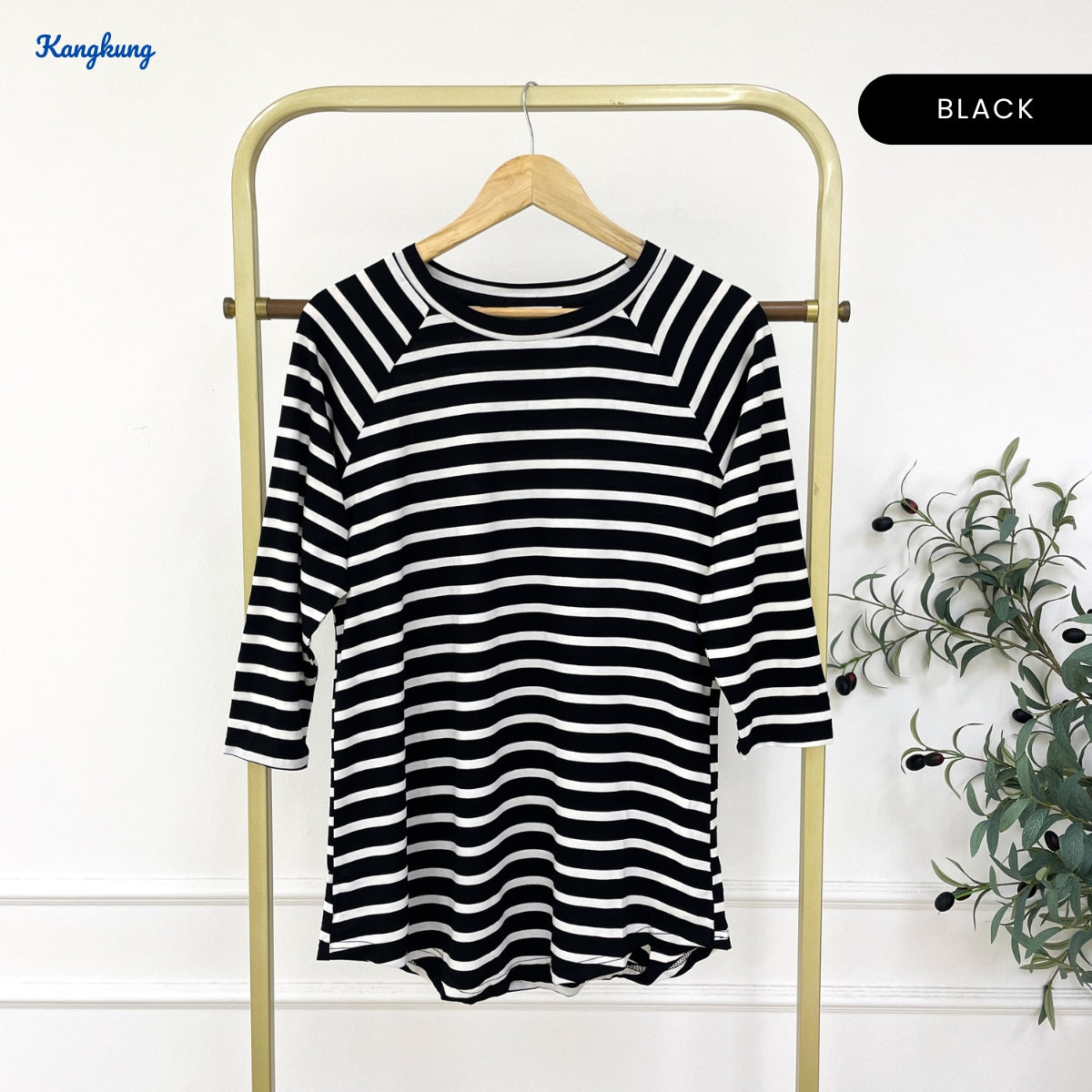 KANGKUNG FARIZA KASUAL WOMEN STRIPE SHIRT QUARTER SLEEVE - C1057