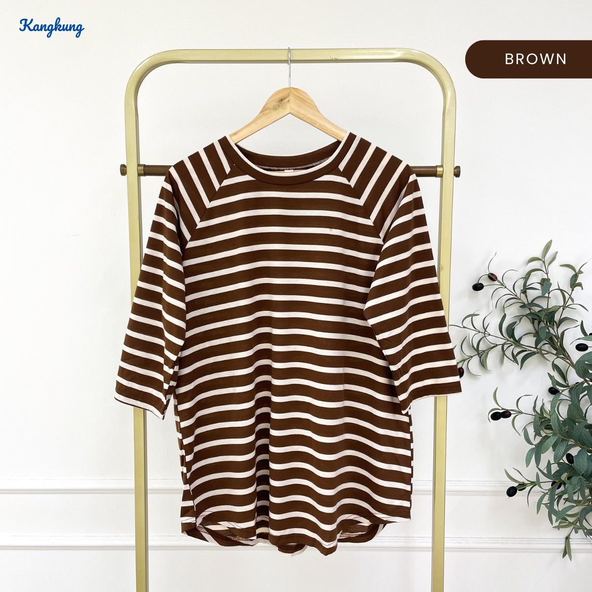 KANGKUNG FARIZA KASUAL WOMEN STRIPE SHIRT QUARTER SLEEVE - C1057