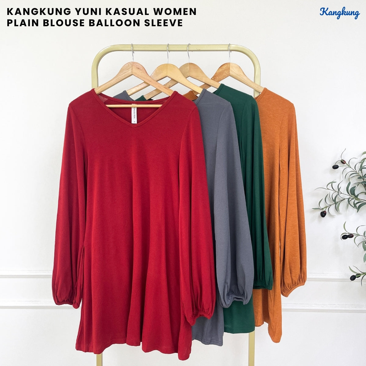 KANGKUNG YUNI KASUAL WOMEN PLAIN BLOUSE BALLOON SLEEVE - C1059 (409)