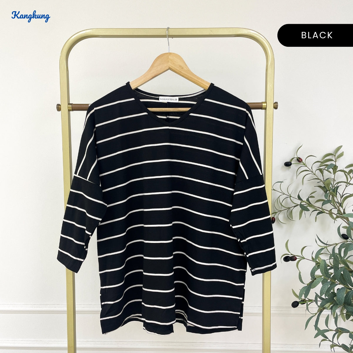 KANGKUNG IERA KASUAL WOMEN BATWING STRIPE LONG SLEEVE - C1061